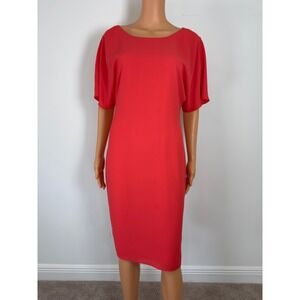 Patrizia Luca Milano Red Flutter Sleeve Sheath Dress JD 706 Womens Small